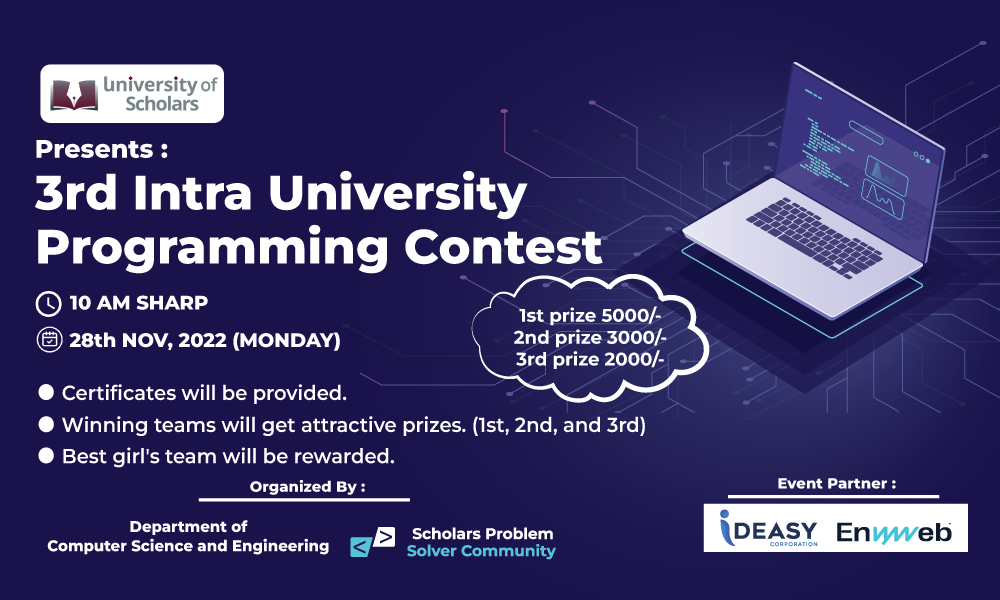 University of Scholars presents: 3rd Intra University Programming Contest
